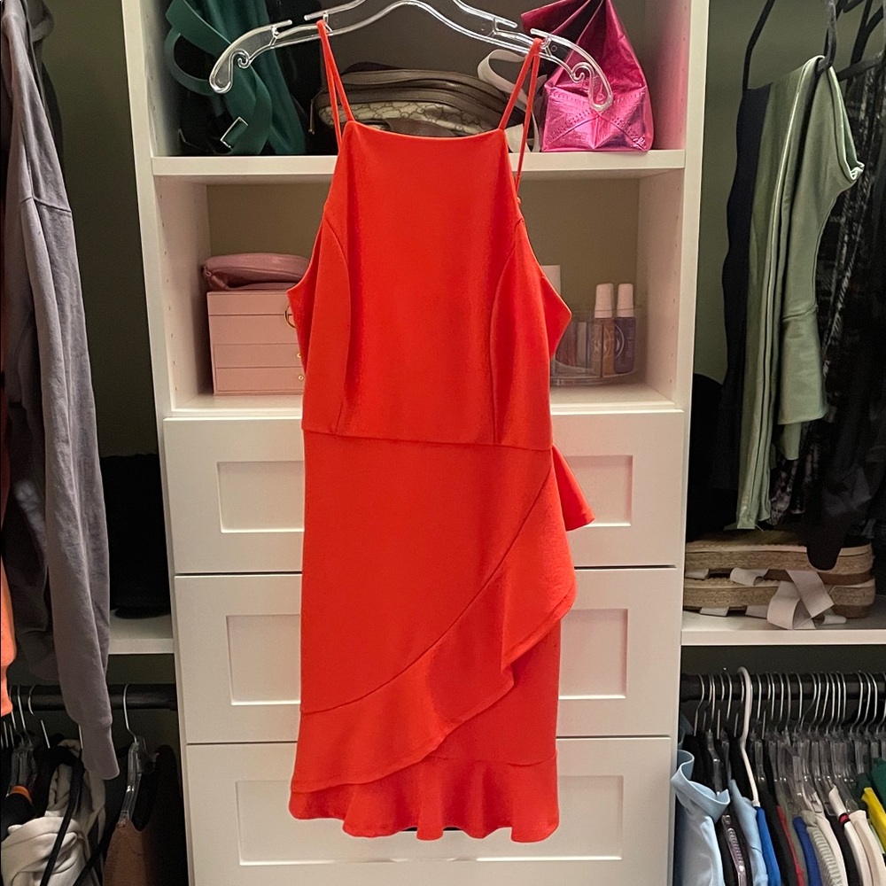 Lulu's Vibrant Orange Asymmetrical Dress